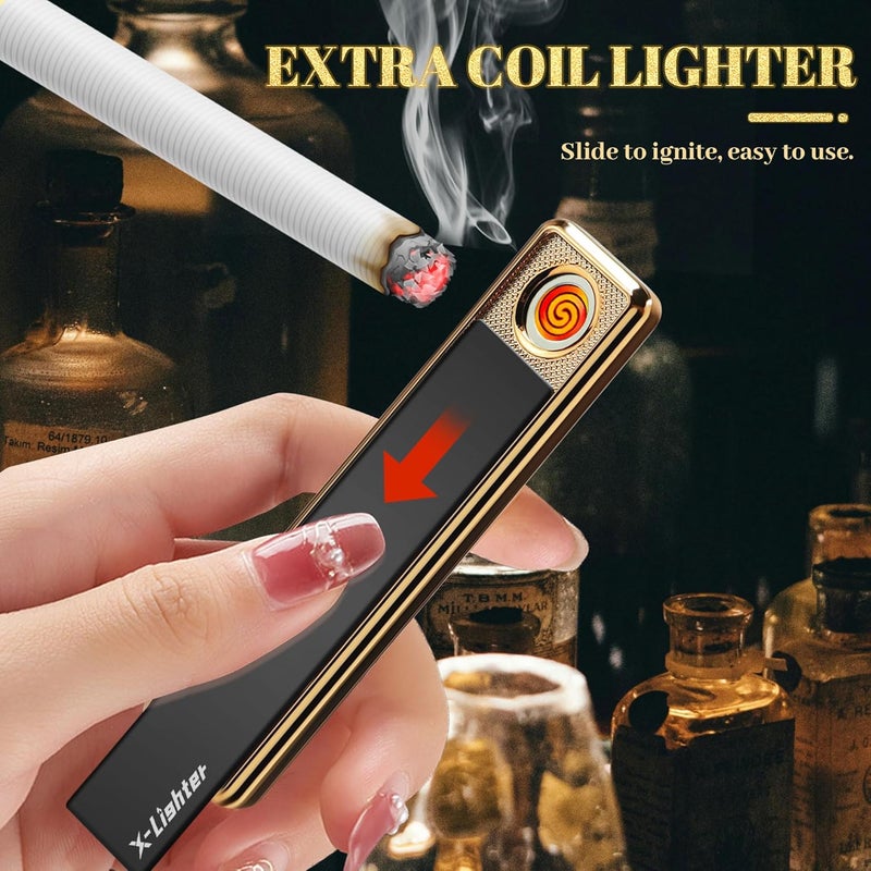 x-lighter 2 Pack of Cigarette Case with Lighter for 100's King Size, Retro PU Leather 100mm Vintage Cigarettes Cases for Men Women Gifts (Black + Brown) - Image 2
